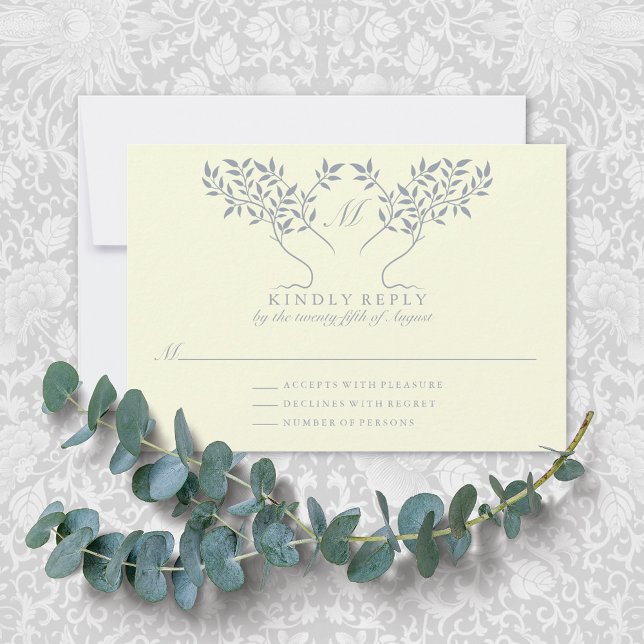Arbre de vie Pale Jaune Mariage Carte RSVP (Créateur téléchargé)
