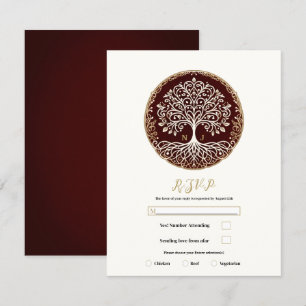 Arbre de Vie Rustique Rouge Foncé Carte de Réponse