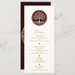 Arbre de vie Rustique rouge foncé Mariage menu