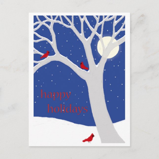 Arbre d'hiver avec carte postale Cardinal (Devant)