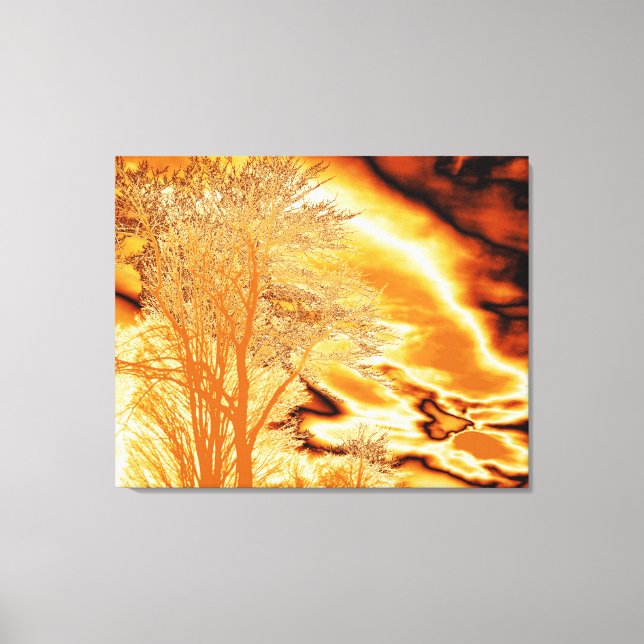 Arbre d'hiver en or fondu sur toile enroulée (Recto)