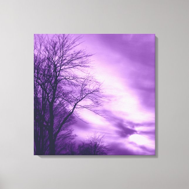 Arbre d'hiver et ciel en toile violette enveloppée (Recto)
