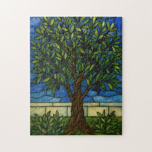Arbre d'olive vitrail Puzzle – Nature  (Vertical)