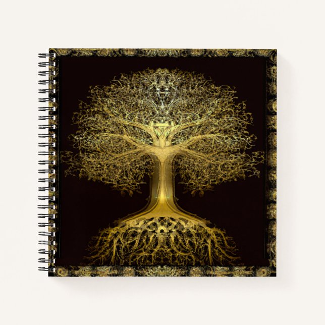 Arbre d'or de la vie Carnet rustique antique (Devant)