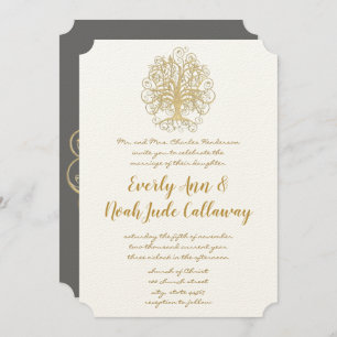Arbre d'or Racines de l'amour Faire-part de mariag