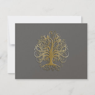 Arbre doré sur la carte de réception de mariage gr