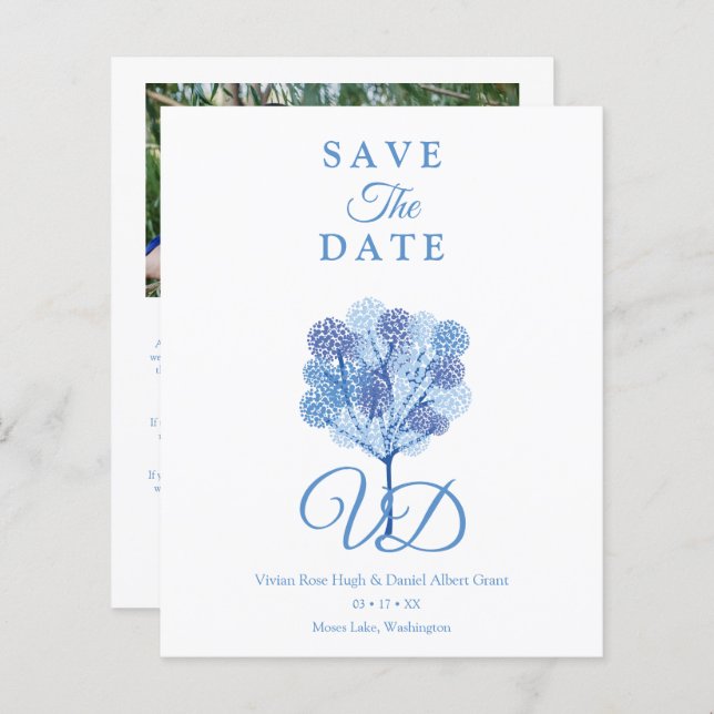 Arbre élégant Couple engagé dans les tons bleus (Devant / Derrière)