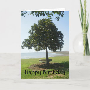 Arbre en bord de mer Carte d'anniversaire