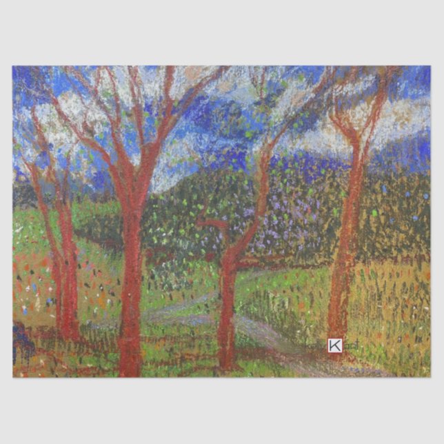 Arbre en papier de soie coloré (Recto)