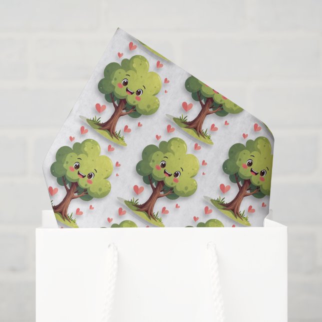 Arbre en papier de soie de la Saint-Valentin coeur (Sac cadeau)