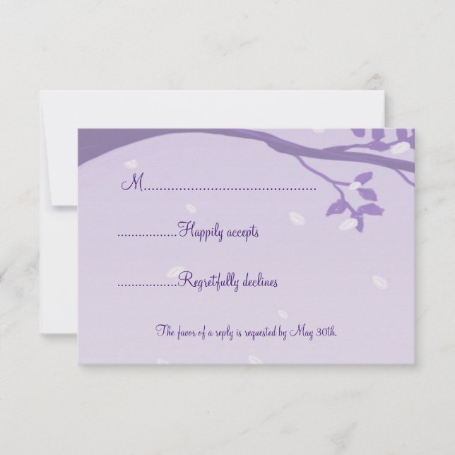 Arbre en Silhouette Mariage violet RSVP (Devant)