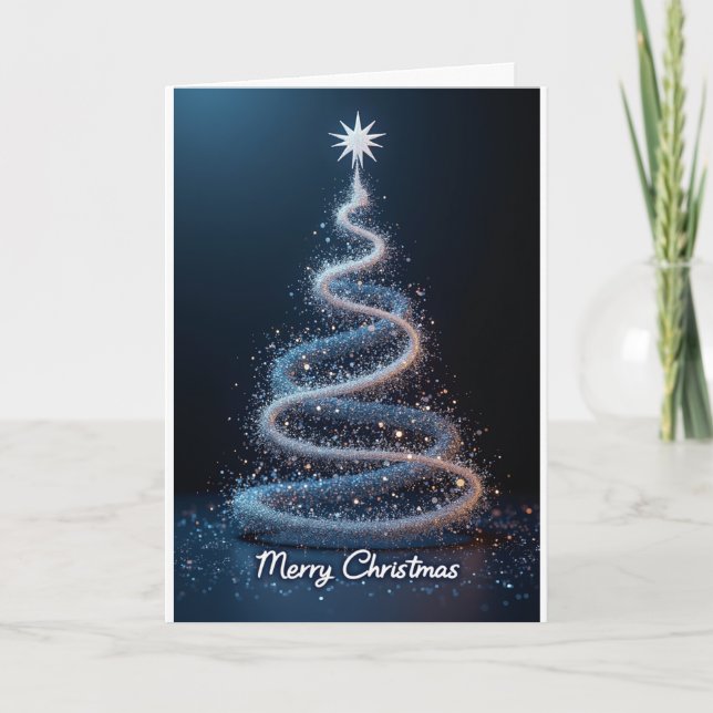 Arbre en spirale bleu – Carte de Noël (Devant)