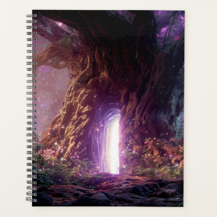 Arbre Enchanté Surréaliste Avec Portail Lumineux