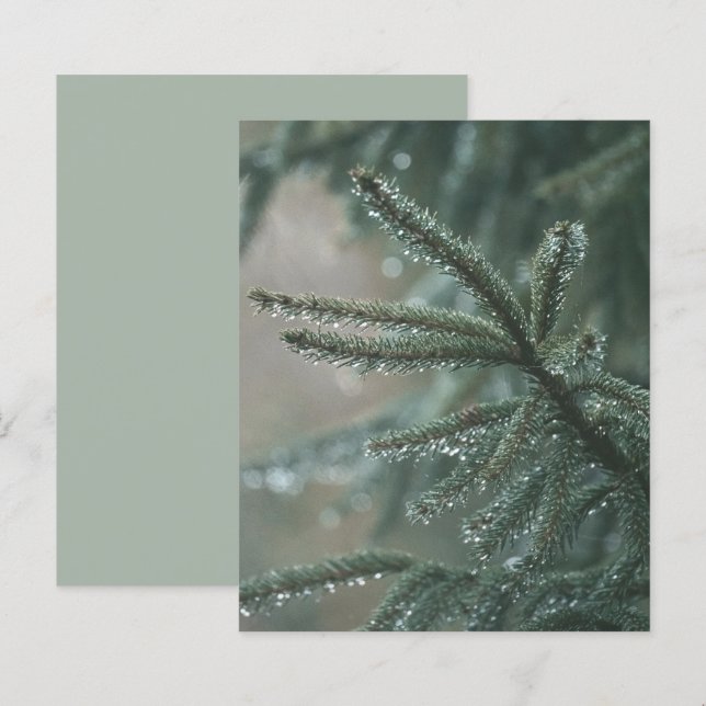 Arbre épicéa vert, papier scrapbook hiver (Devant / Derrière)
