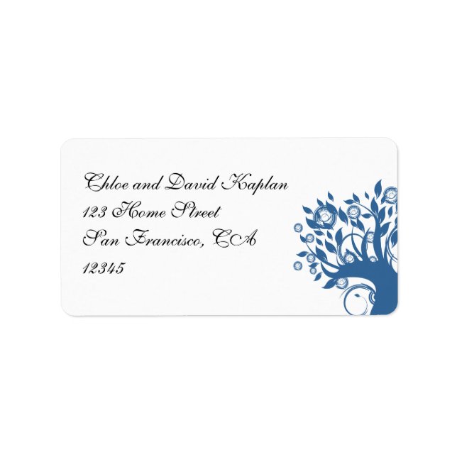 Arbre Étiquette de adresse bleu 369 Mariage (Devant)