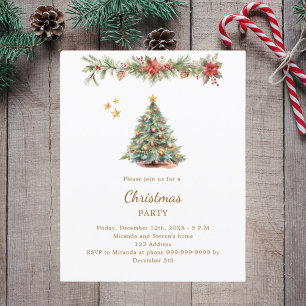 Arbre garland rouge floral Noël invitation
