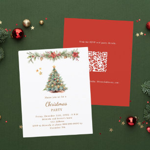 Arbre garland rouge QR invitation de Noël