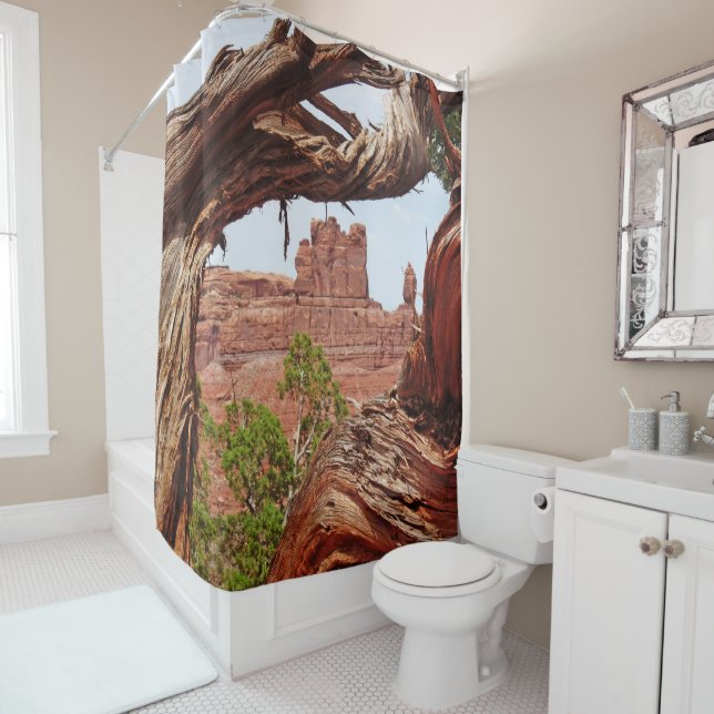 Arbre Gnarly Art Photo Douche rideau (En situation)