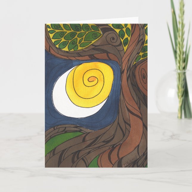 Arbre gris et soleil/lune, Carte pour notes (Devant)