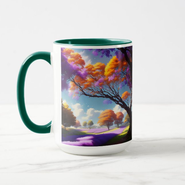 Arbre Jacaranda Et Champs De Lavande, Mug De Café (Gauche)