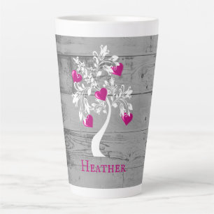 Arbre magenta des coeurs Mug Latte personnalisée