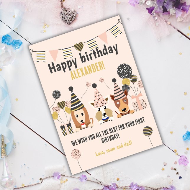 Arbre mignon chiens avec ballons casquettes de fêt (Créateur téléchargé)