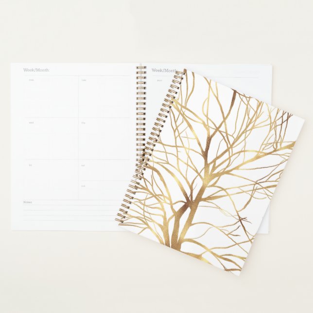 Arbre moderne en or silhouette design minimal blan (Devant avec enveloppe)