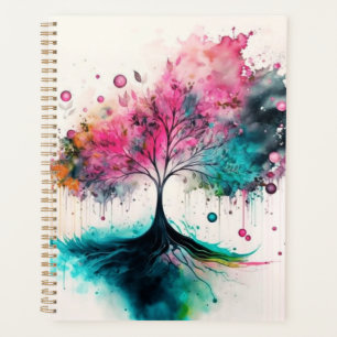 Arbre mystique moderne & gras (bleu, rose, orange)