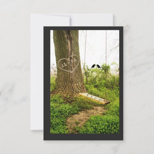 Arbre n Swing w Birds Mariage campagnard Cartes RS (Devant)