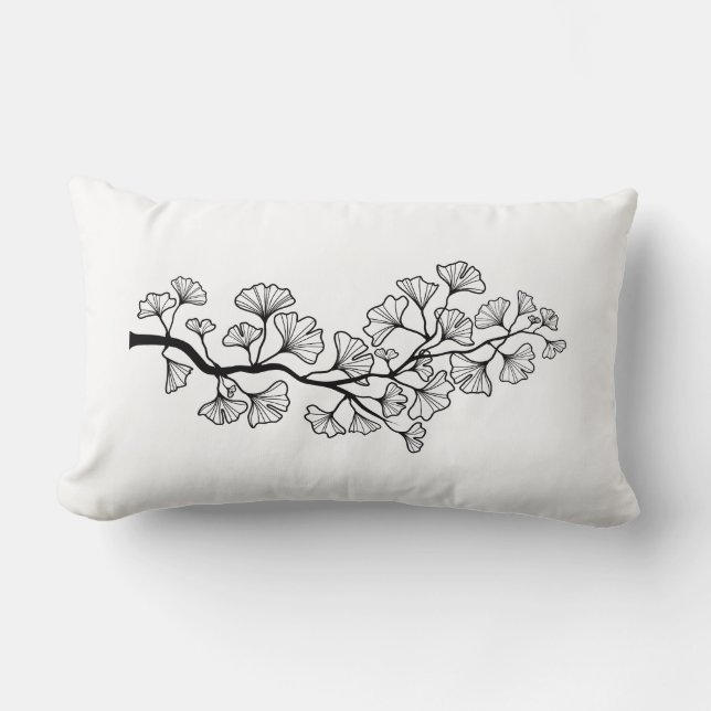 arbre noir de ginkgo de coussin avec le feuille (Recto)