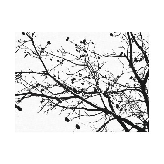 Arbre noir et blanc d'hiver toile