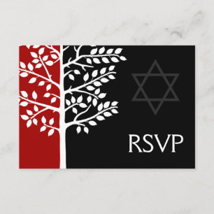 Arbre noir rouge de barre Mitzvah RSVP de la vie