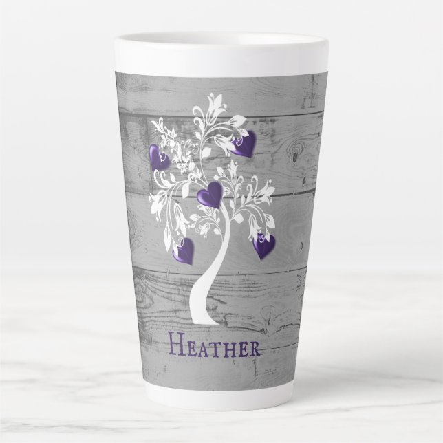 Arbre pourpre des coeurs Mug latte personnalisée (Devant)