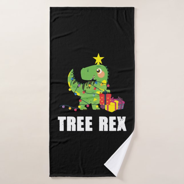 Arbre Rex avec boules de Noël - drôles de dinier (Serviette de bain)