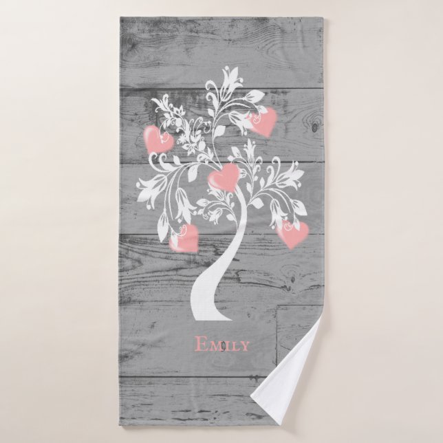 Arbre rose des coeurs Ensemble de serviettes de ba (Serviette de bain)