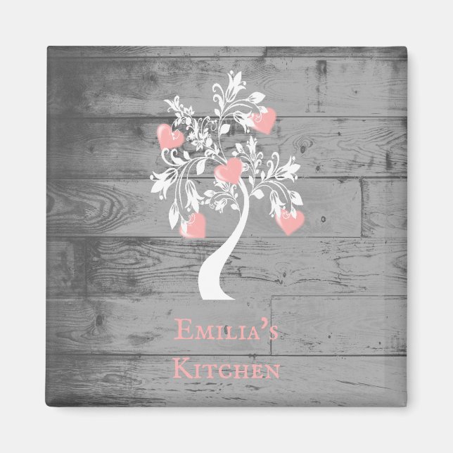 Arbre rose des coeurs Magnet personnalisé (Devant)