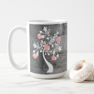 Arbre rose des coeurs Mug de café personnalisée