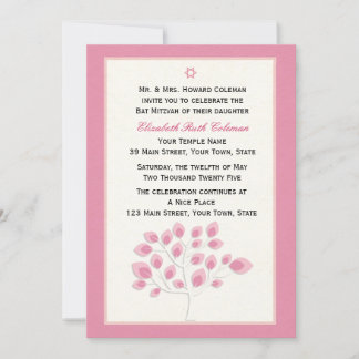 Arbre rose, Invitation Bat mitzvah