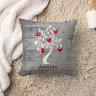 Arbre rouge des coeurs Oreiller à lancer personnal