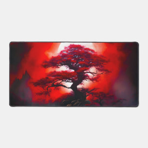 Arbre rouge mystique sous la pleine lune