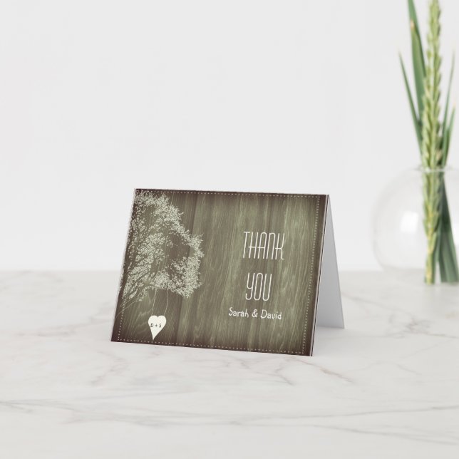 Arbre Rustique Avec Merci Mariage Coeur (Devant)