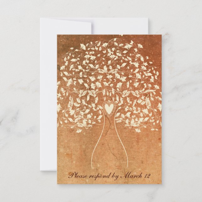 Arbre rustique rouge chaud rsvp avec enveloppes (Devant)