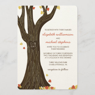 Arbre sculpté d'automne et Faire-part de mariage F
