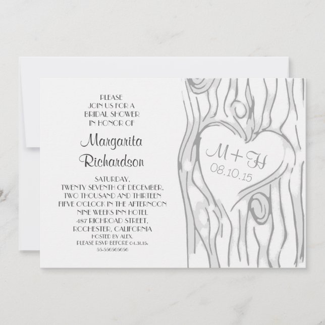 arbre sculpté nuptiale moderne invitations de douc (Devant)