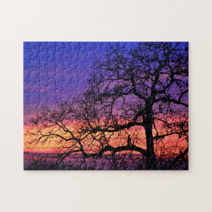 Arbre silhouette et Puzzle de soleil brillant