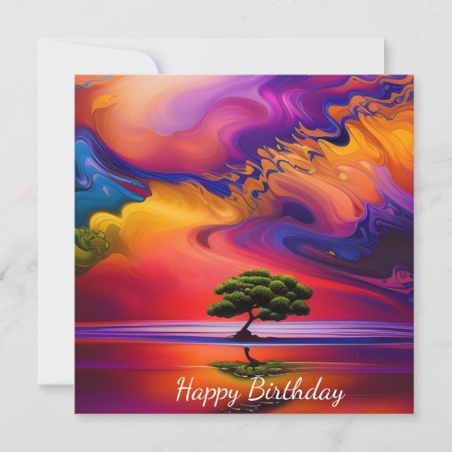Arbre solitaire dans l'eau ciel coloré (Devant)