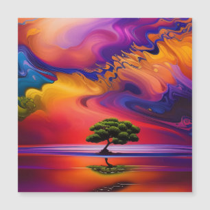 Arbre solitaire dans l'eau ciel coloré