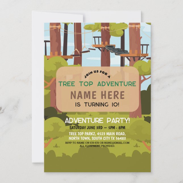 Arbre Top Birthday Adventure Park Invitation extér (Devant)