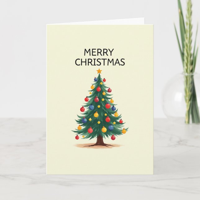 Arbre traditionnel de Noël avec carte rouge et ble (Devant)