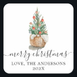 Arbre traditionnel de Noël Joyeux autocollant de N<br><div class="desc">sticker d'adresse de Noël avec un arbre de Noël traditionnel. Trouvez les articles correspondants et plus d'options dans ma boutique.</div>